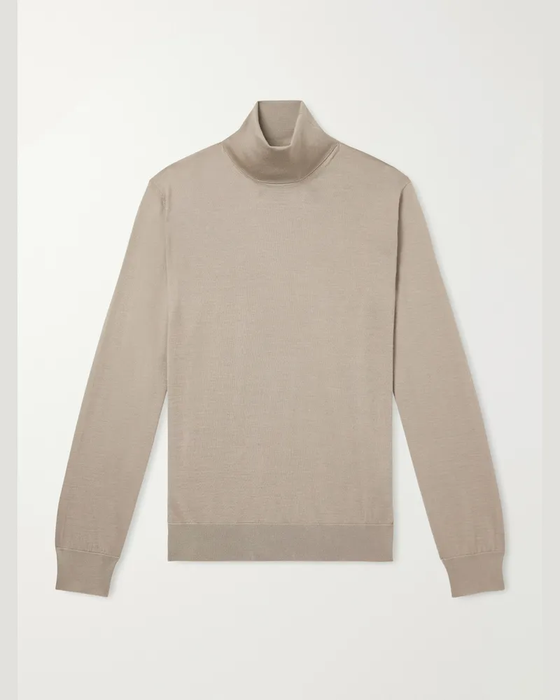 Ermenegildo Zegna Cashmere and Silk-Blend Turtleneck Sweater Brown