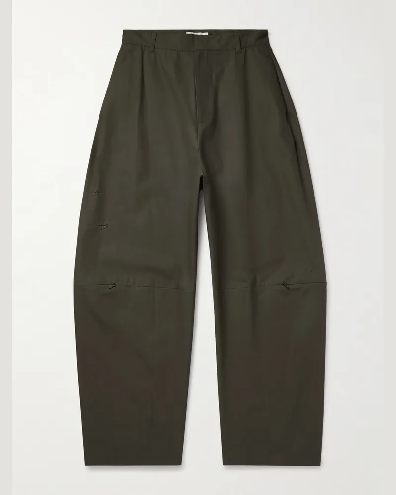 AMOMENTO Barrel-Hose aus Baumwollpopeline Grün