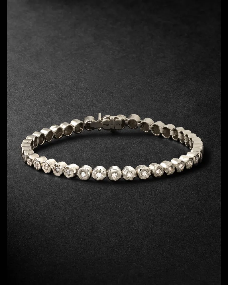 Octavia Elizabeth Blossom White Gold Diamond Tennis Bracelet Silver