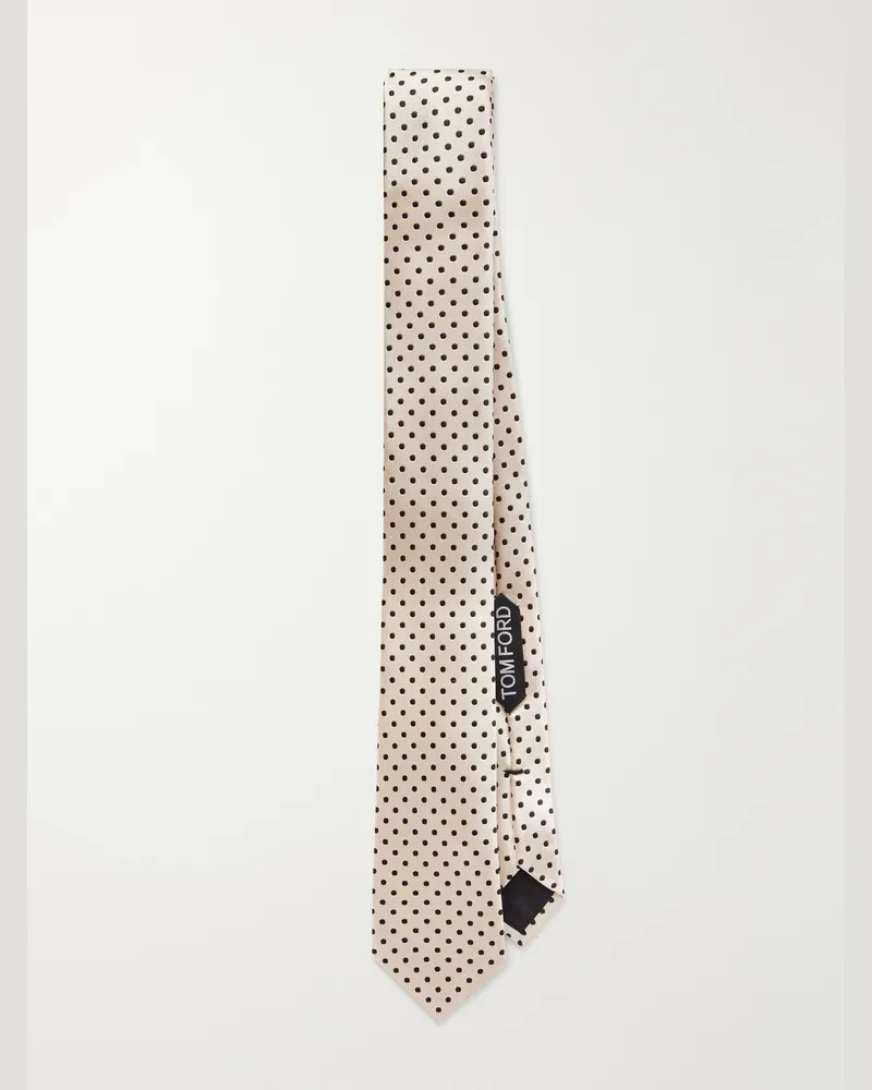 Tom Ford 6cm Polka-Dot Silk-Twill Tie Neutrals
