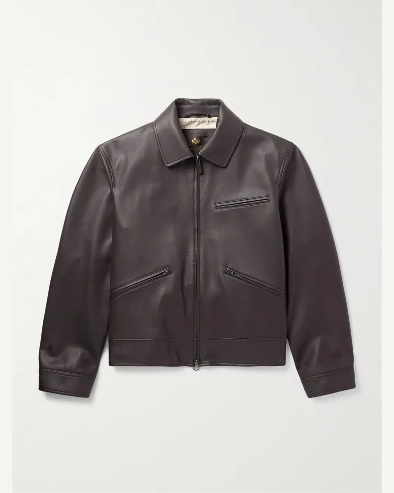 Loro Piana Gail Full-Grain Leather Jacket Brown