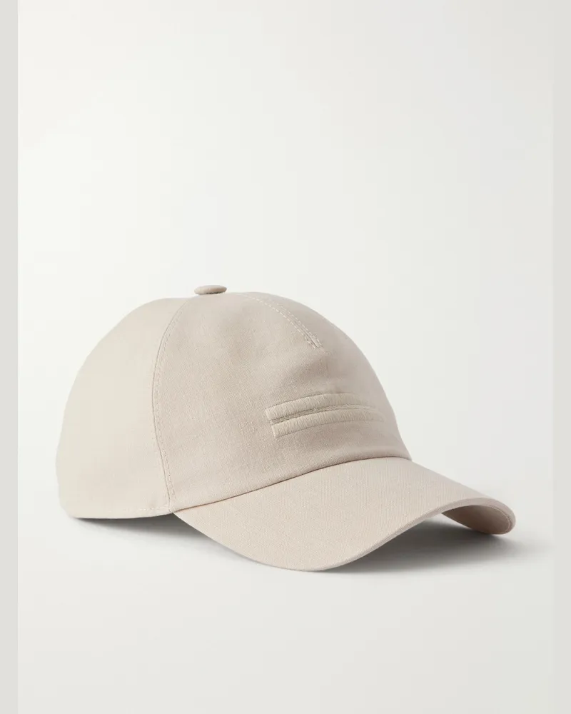 Ermenegildo Zegna Oasi Logo-Detailed Linen Baseball Cap Neutrals