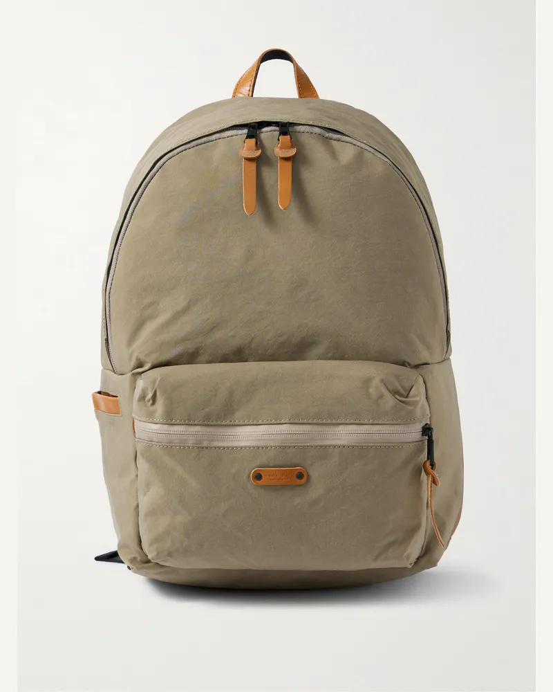 MASTER PIECE Root Rucksack aus Nylon-Oxford mit Lederbesatz Braun