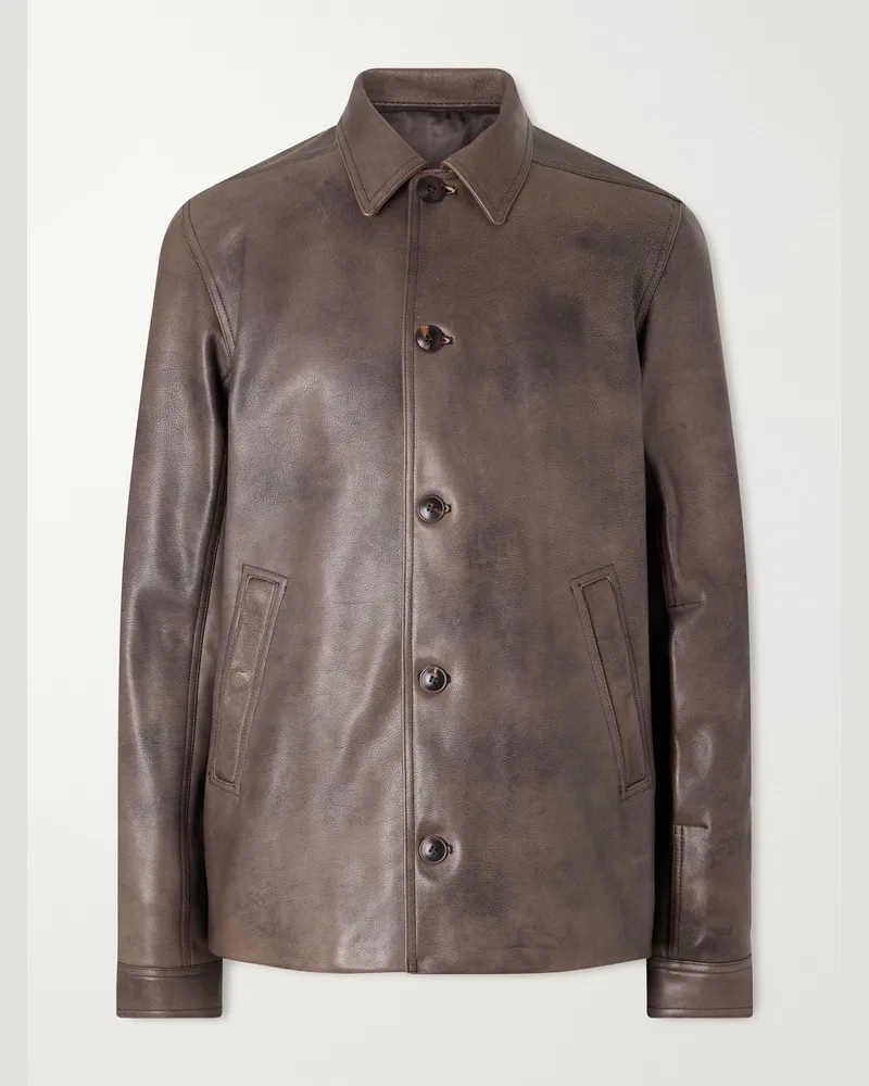 Rick Owens Brad Leather Jacket Brown