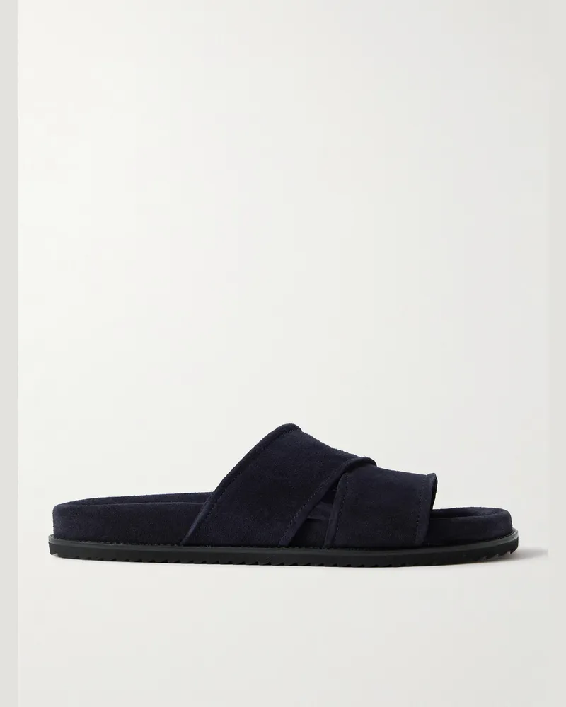 MR P. David Sandalen aus regeneriertem evolo®-Veloursleder Blau