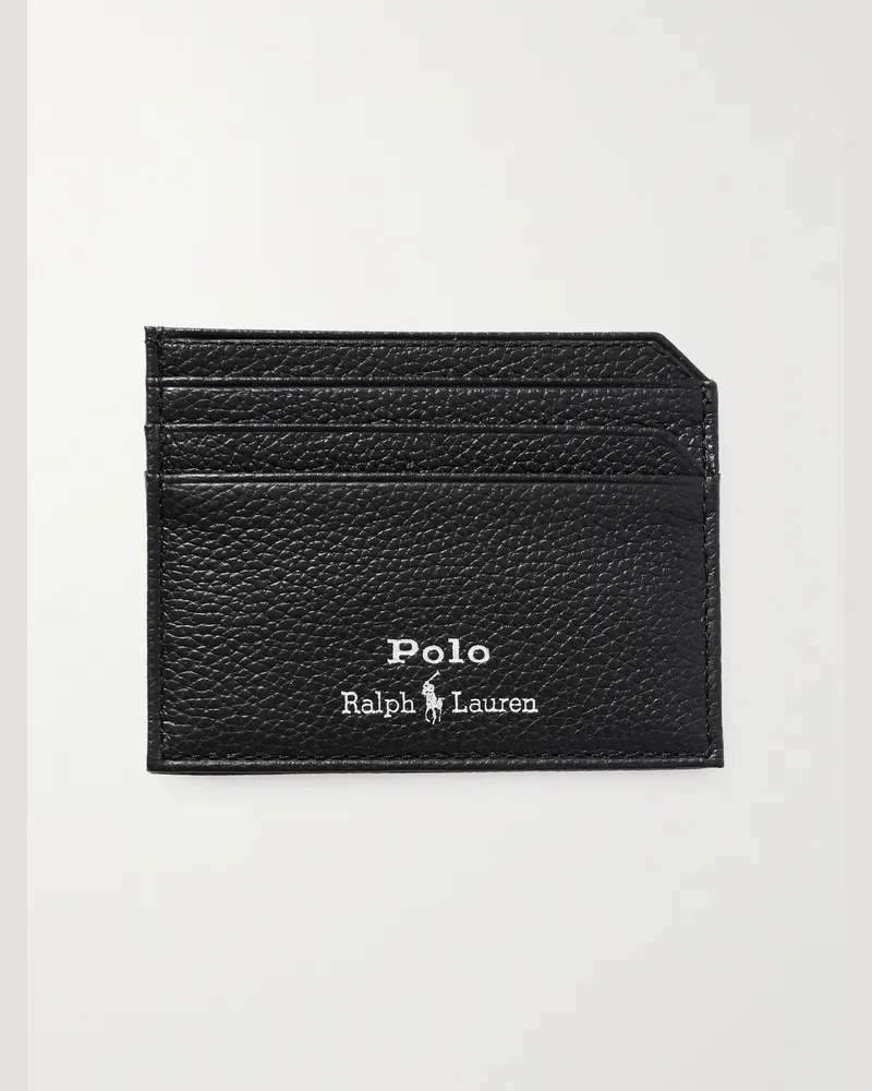 Ralph Lauren Small Logo-Print Full-Grain Leather Cardholder Black