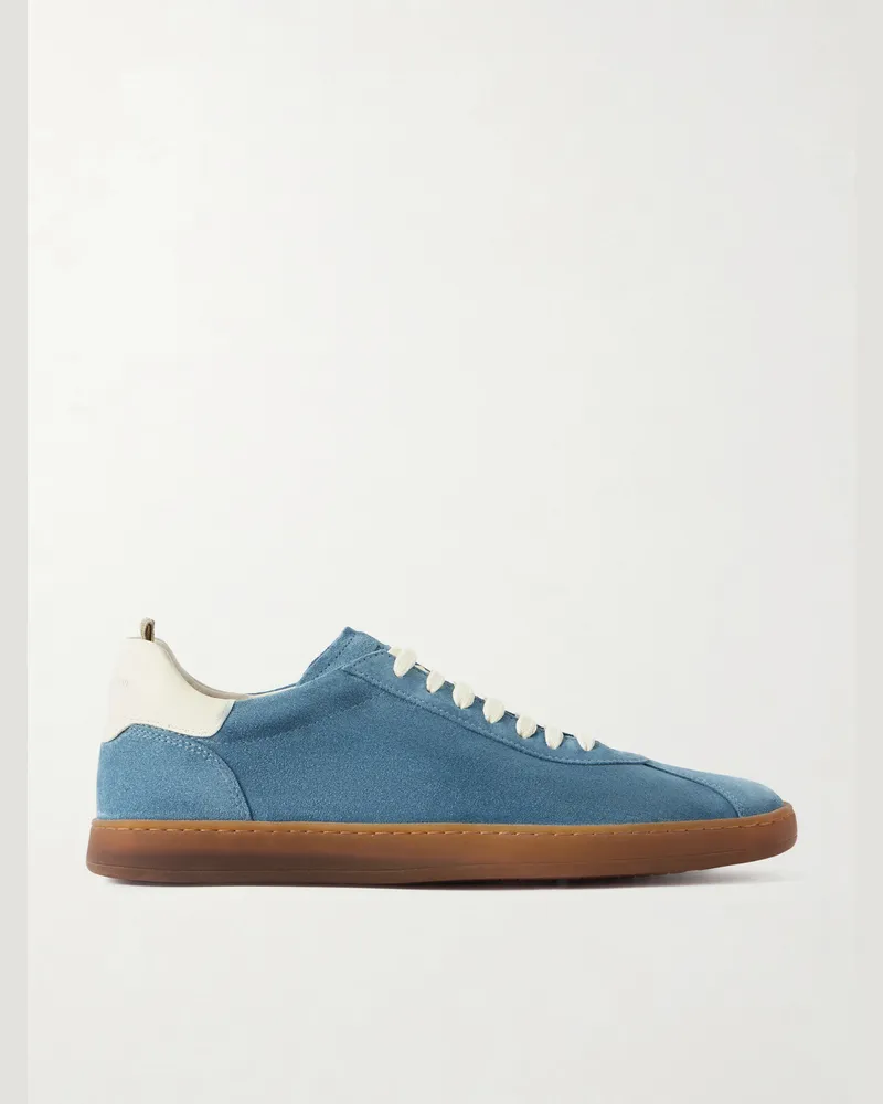 Officine Creative Italia Halo 001 Sneakers aus Veloursleder mit Lederbesatz Blau