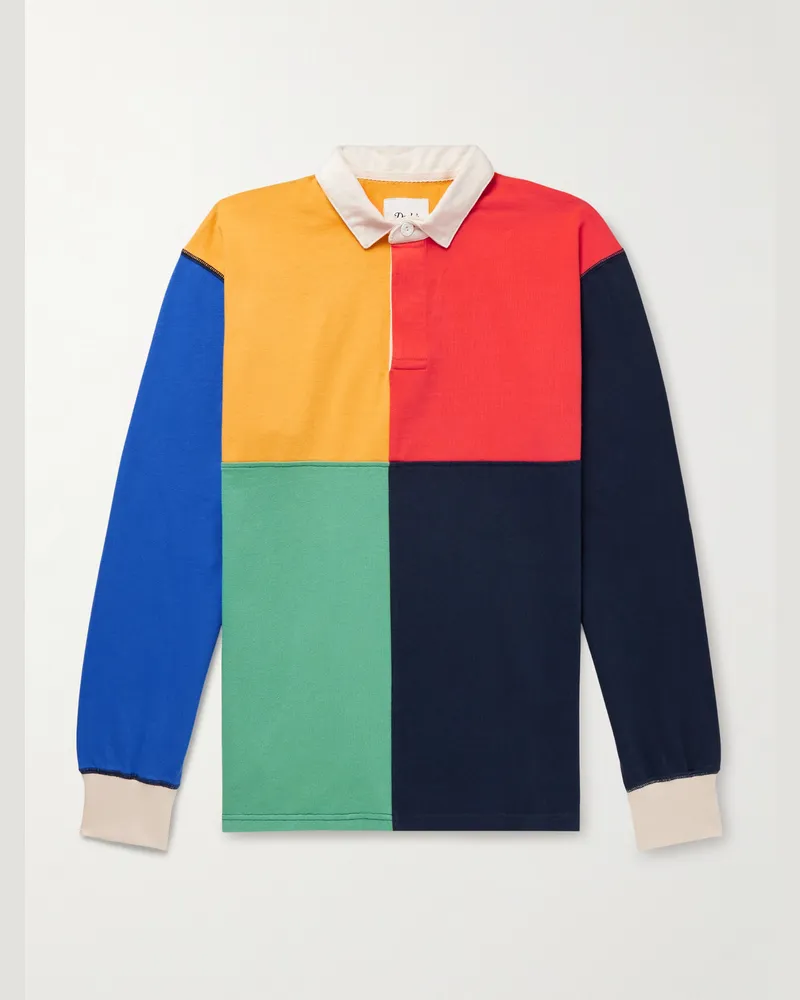 Drake's Oberteil aus Baumwoll-Jersey mit Polokragen in Colour-Block-Optik Mehrfarbig