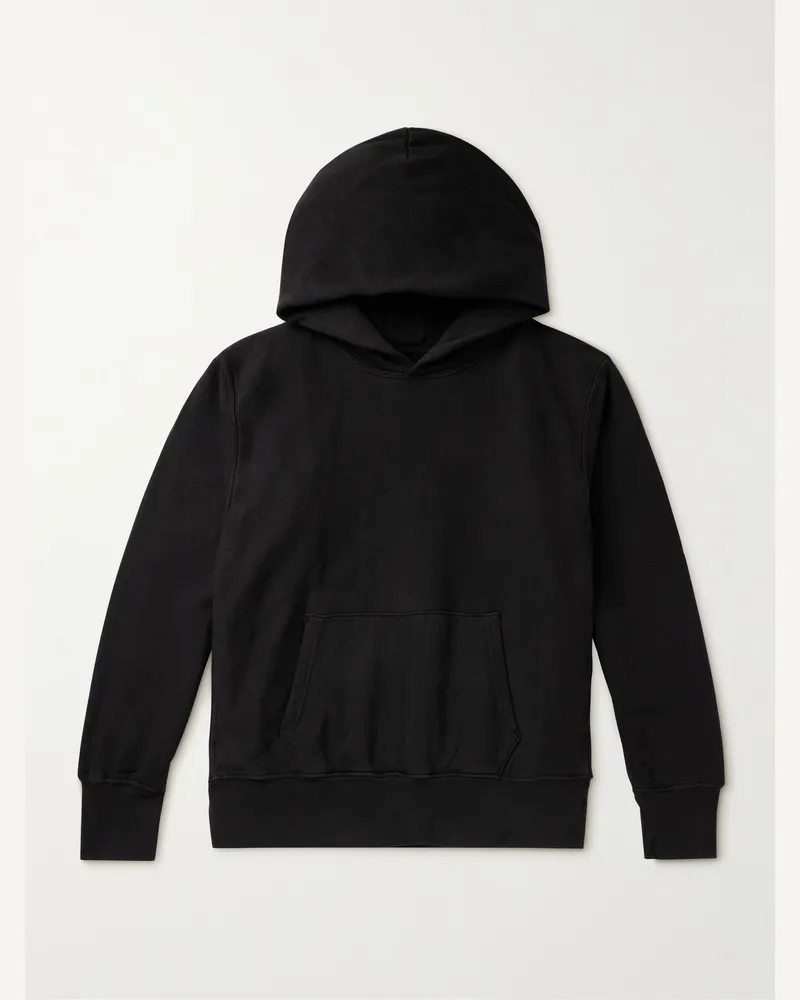 LES TIEN Garment-Dyed Cotton-Jersey Hoodie Black