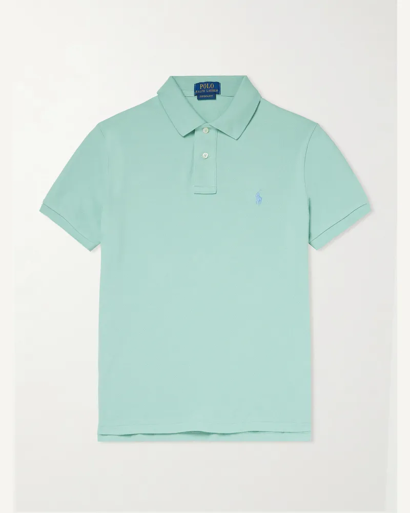 Ralph Lauren Logo-Embroidered Cotton-Piqué Polo Shirt Green