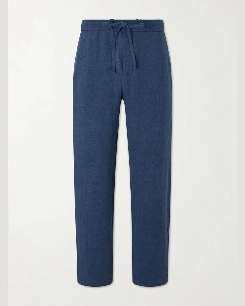 De Bonne Facture Lounge Straight-Leg Linen and Wool-Blend Suit Trousers Blue