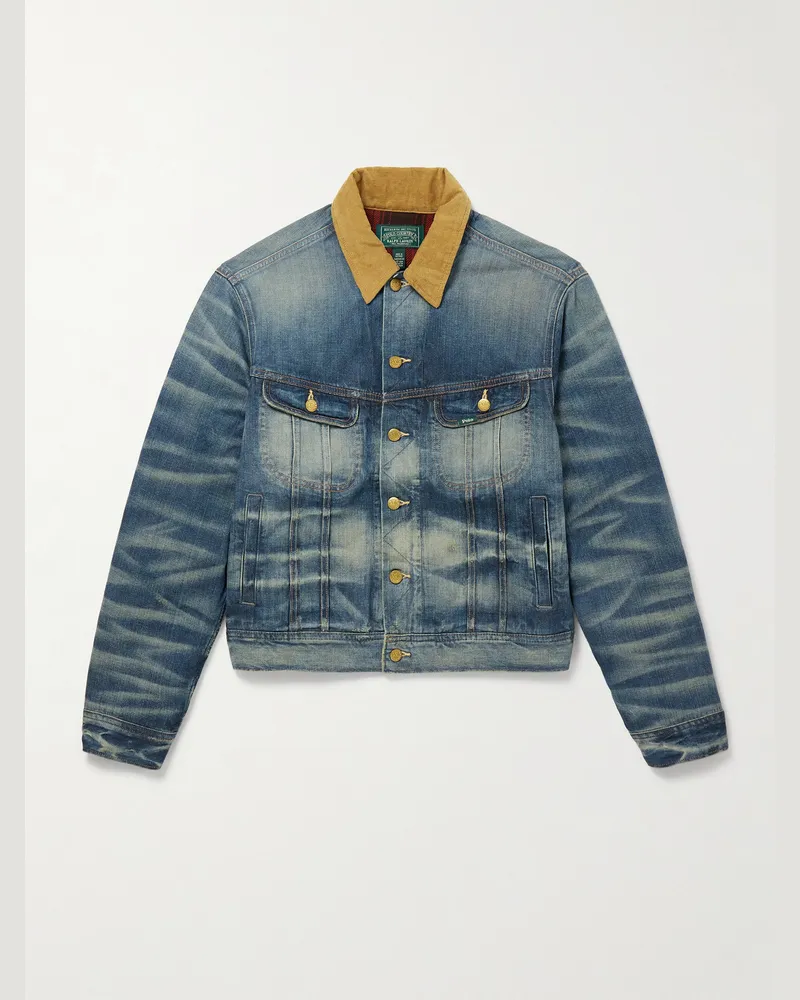 Ralph Lauren Jeansjacke mit Cordkragen Blau