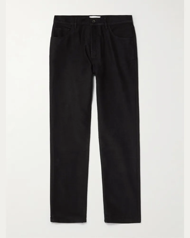 MR P. Straight-Leg Organic Cotton-Moleskin Trousers Black