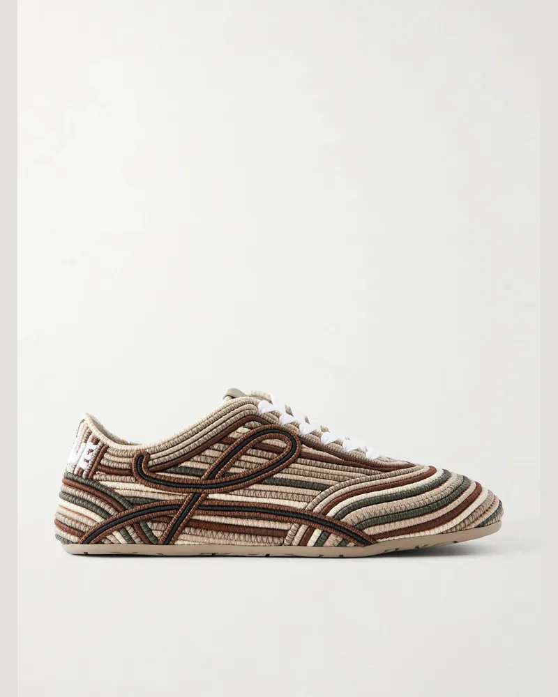 Loewe Paula's Ibiza Yago Embroidered Canvas Sneakers Brown