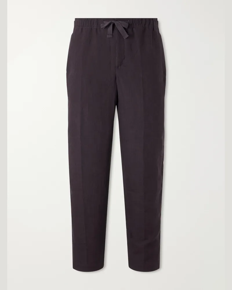 Orlebar Brown Alex Straight-Leg Linen Trousers Brown