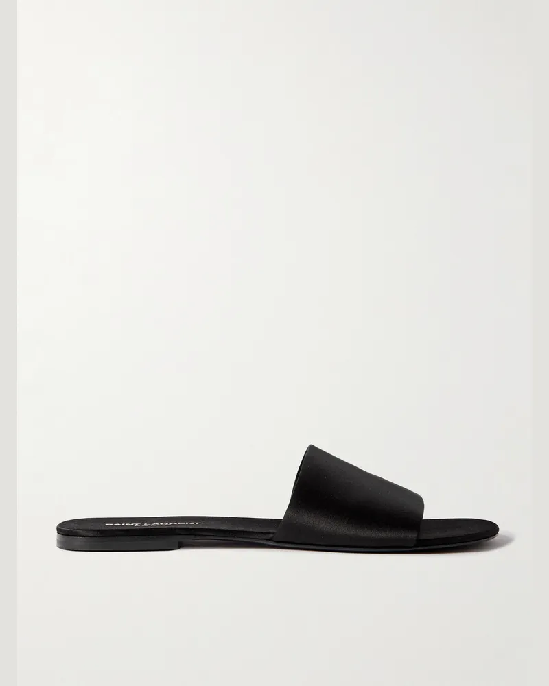 Saint Laurent Pantoletten aus Satin Schwarz