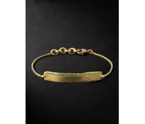 Mezuzah Armband aus Gold mit Smaragden