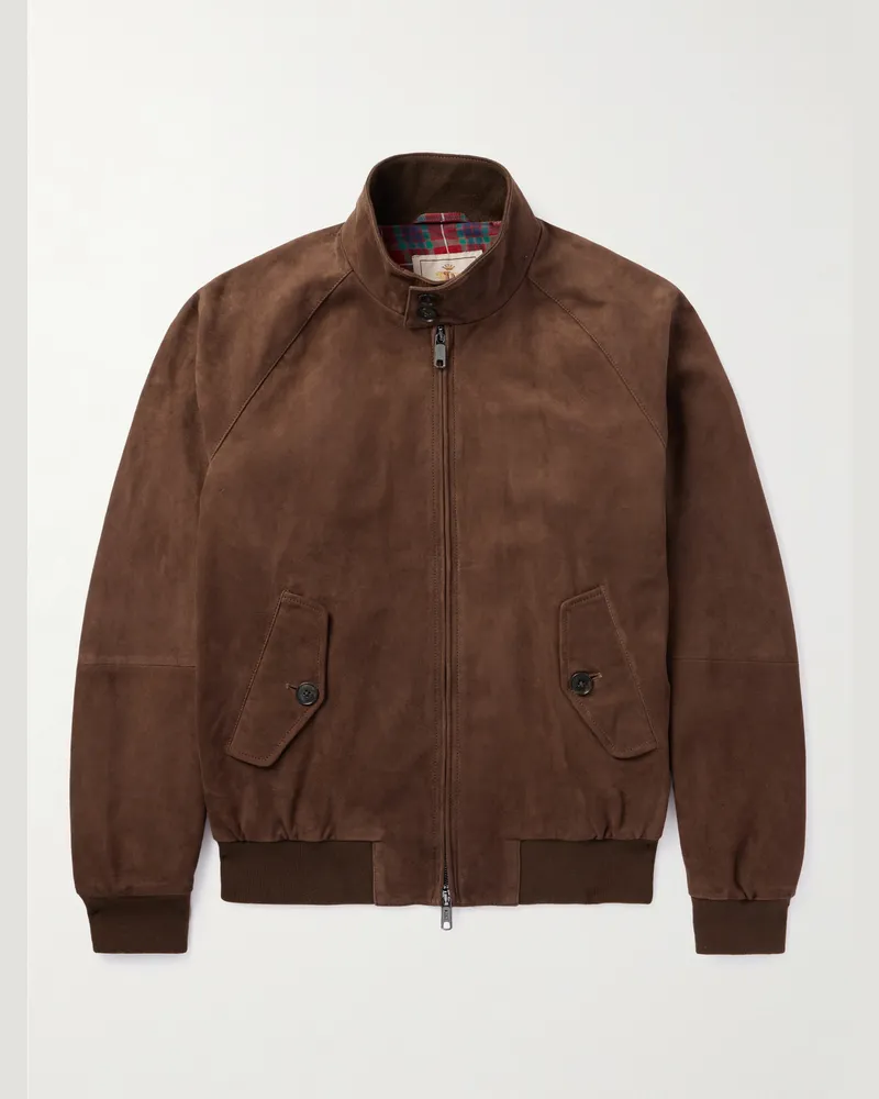 Baracuta G9 Harrington-Jacke aus Veloursleder Braun