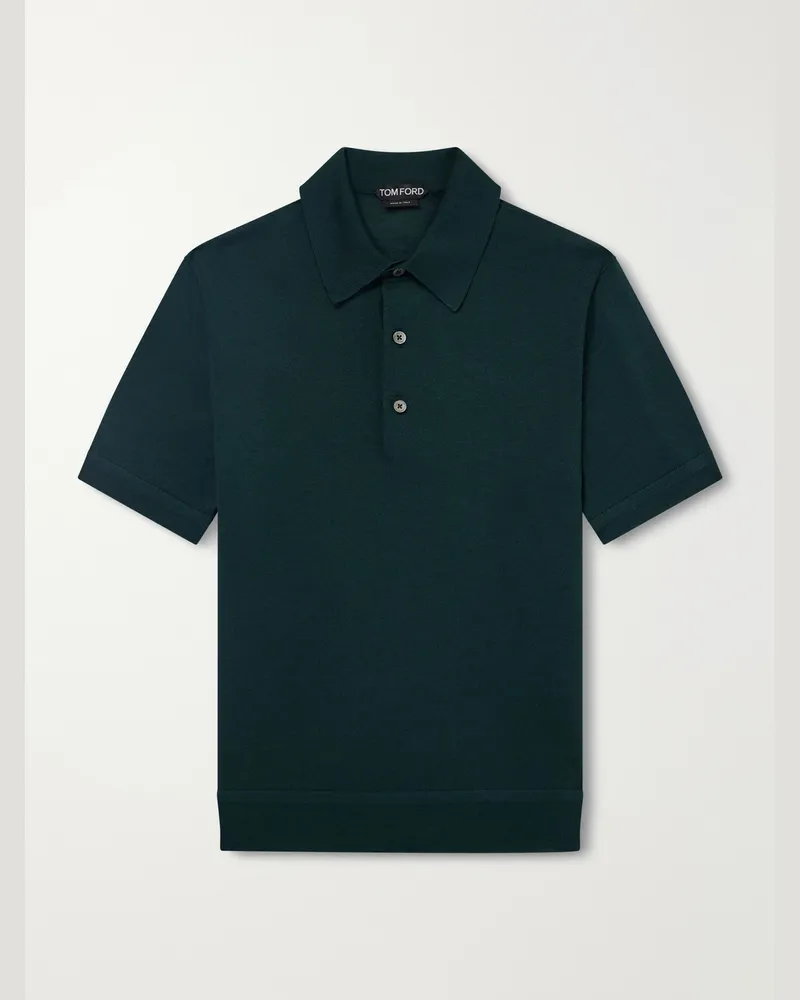Tom Ford Cashmere and Silk-Blend Polo Shirt Green