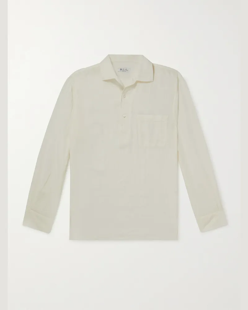 Loro Piana André Linen Polo Shirt Neutrals