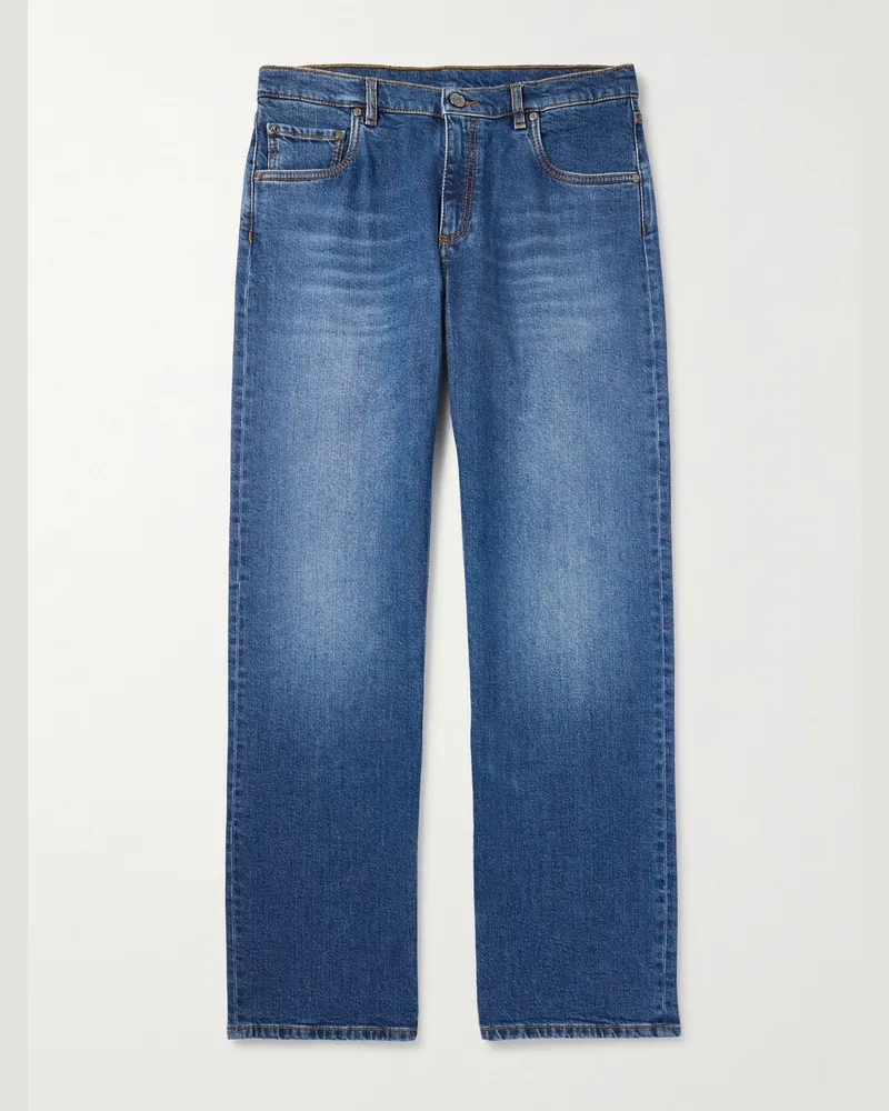 Etro Straight-Leg Logo-Embroidered Jeans Blue