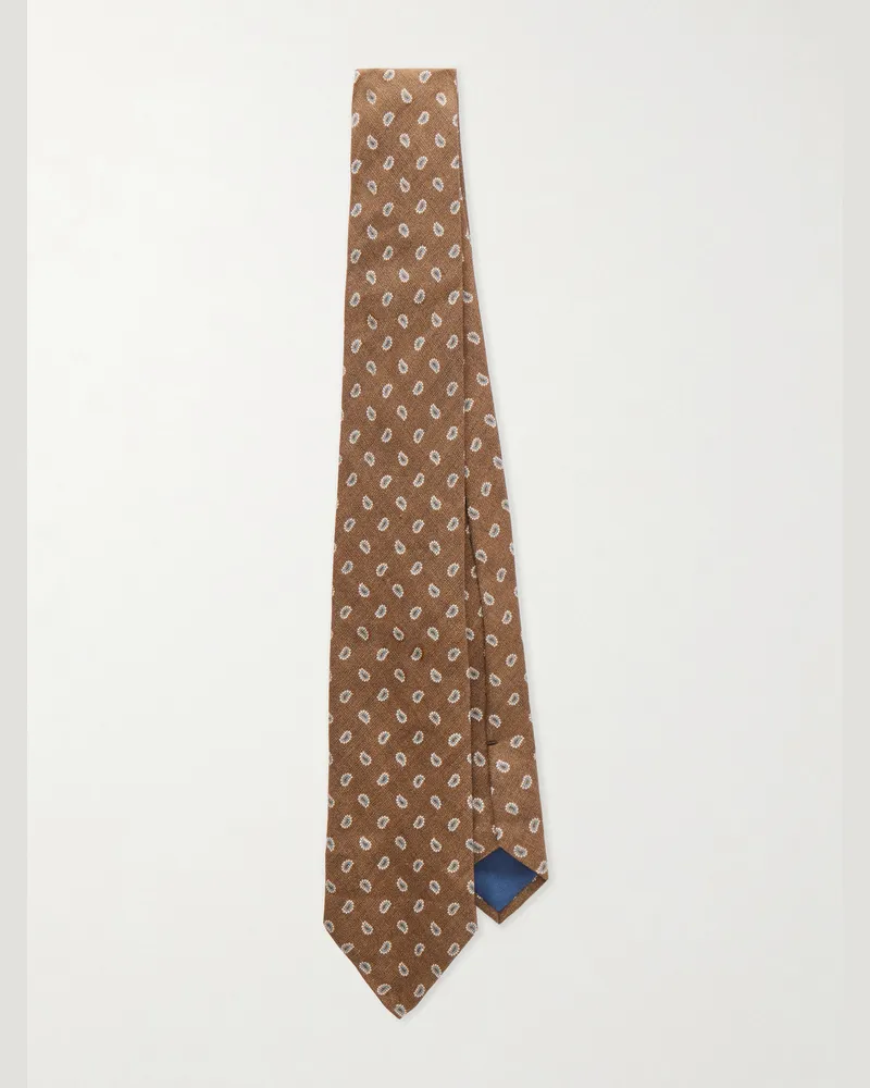 Ralph Lauren 8cm Paisley-Print Linen Tie Brown