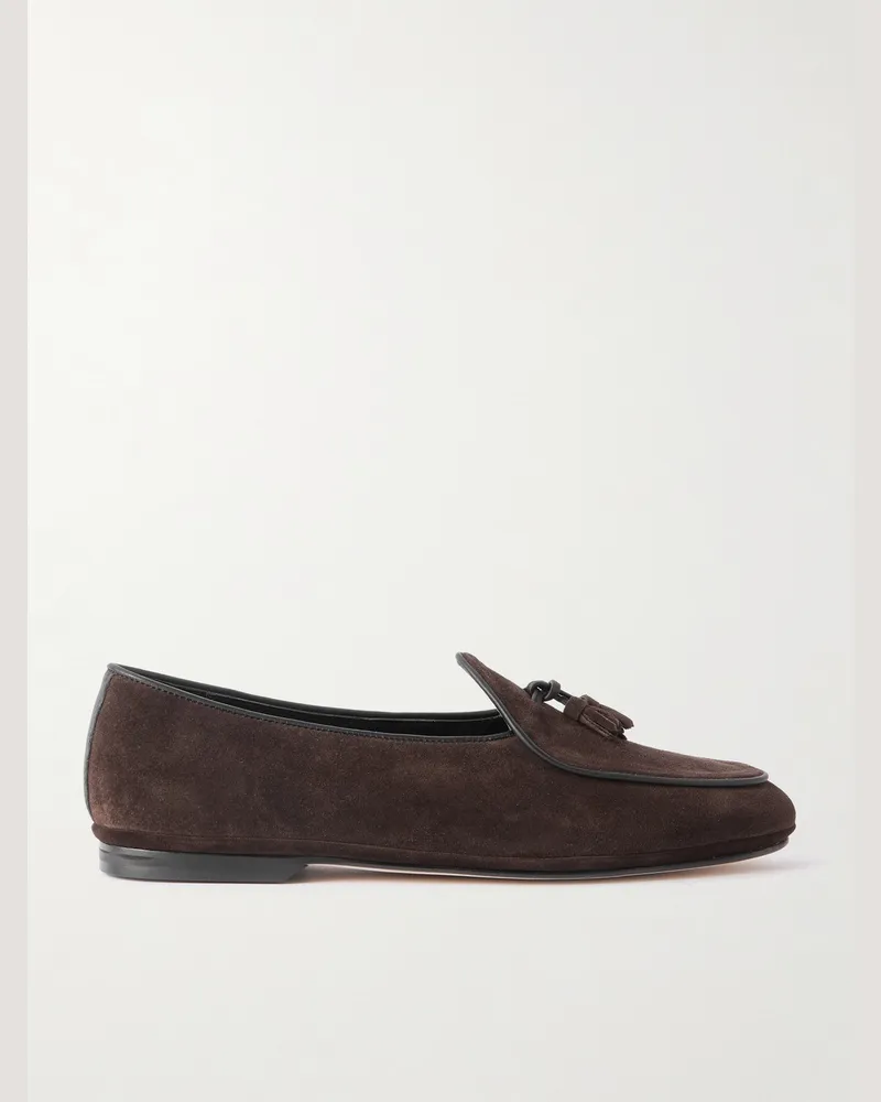 Rubinacci Marphy Loafers aus Veloursleder mit Troddeln Braun