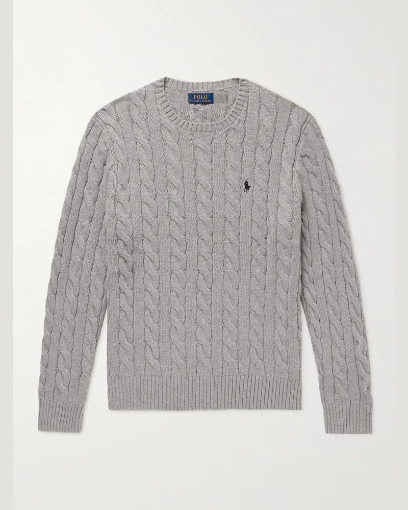 Ralph Lauren Cable-Knit Cotton Sweater Gray