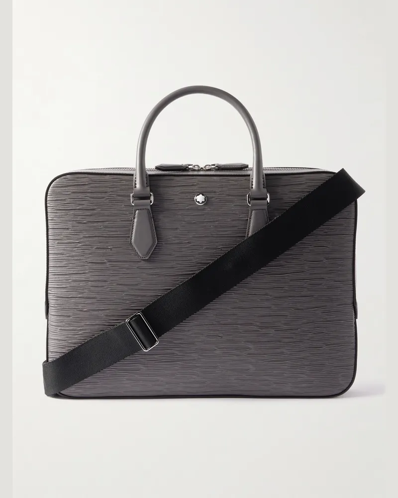 Montblanc Aktentasche aus strukturiertem Leder Grau