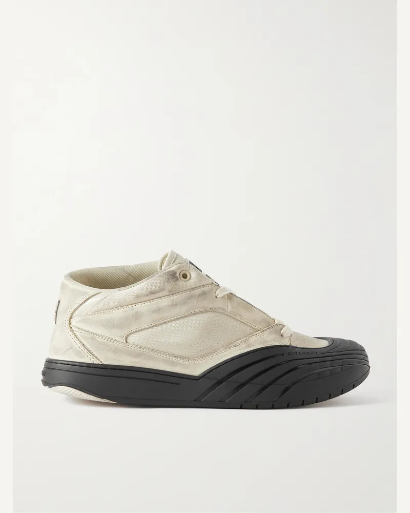 Givenchy Sneakers aus Leder und Mesh mit Gummibesatz in Distressed-Optik Neutral