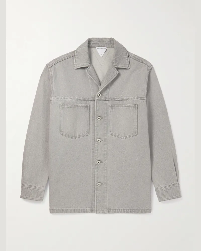 Bottega Veneta Hemdjacke aus Denim mit Reverskragen Grau