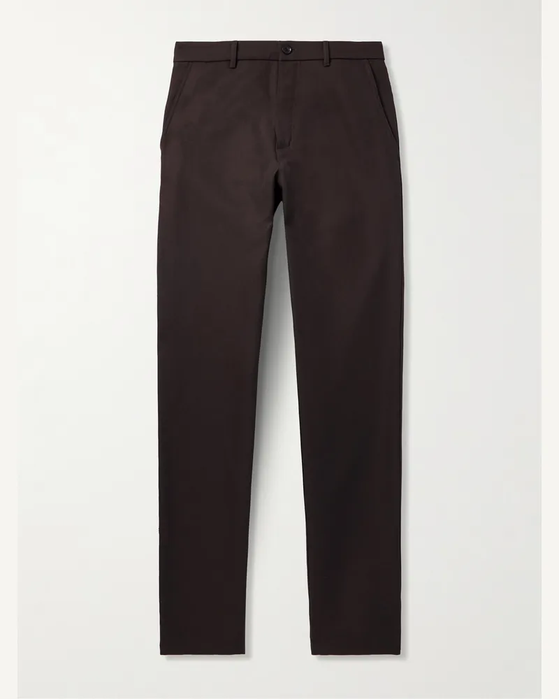 Loro Piana Harper Portland gerade geschnittene Hose aus Twill aus einer Woll-Baumwollmischung Braun