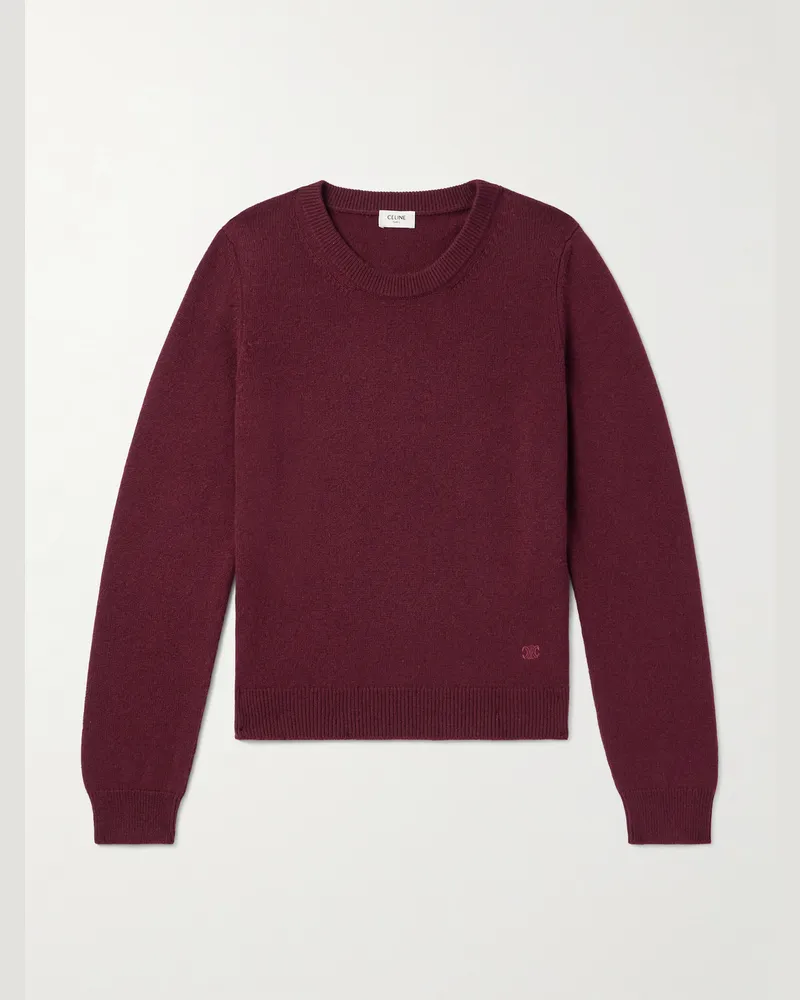 Celine Pullover aus Kaschmir mit Logostickerei Burgunder