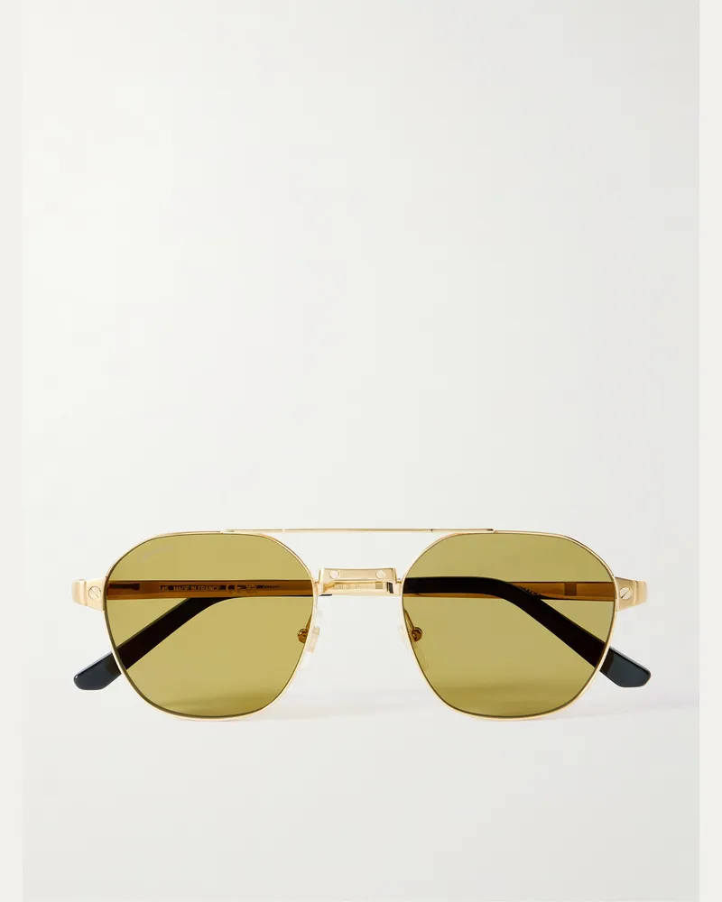 Cartier Santos de Cartier goldfarbene Pilotensonnenbrille Gold