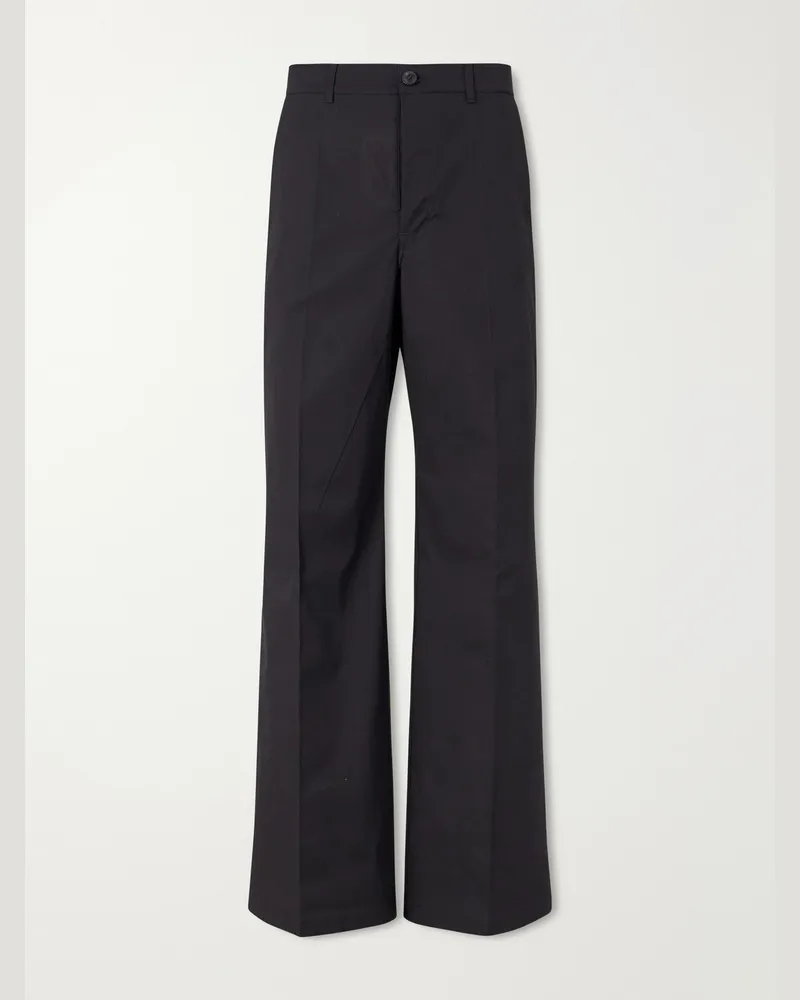Rick Owens Wide-Leg Cotton-Blend Canvas Trousers Black