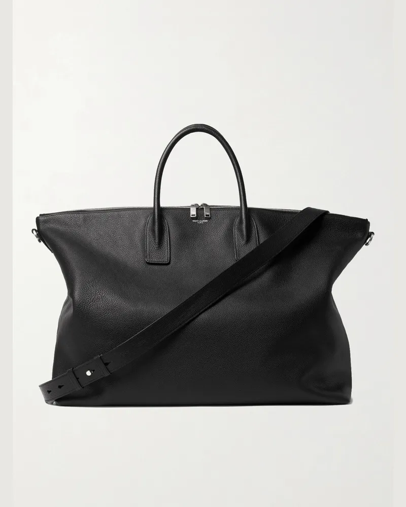 Saint Laurent Full-Grain Leather Tote Bag Black