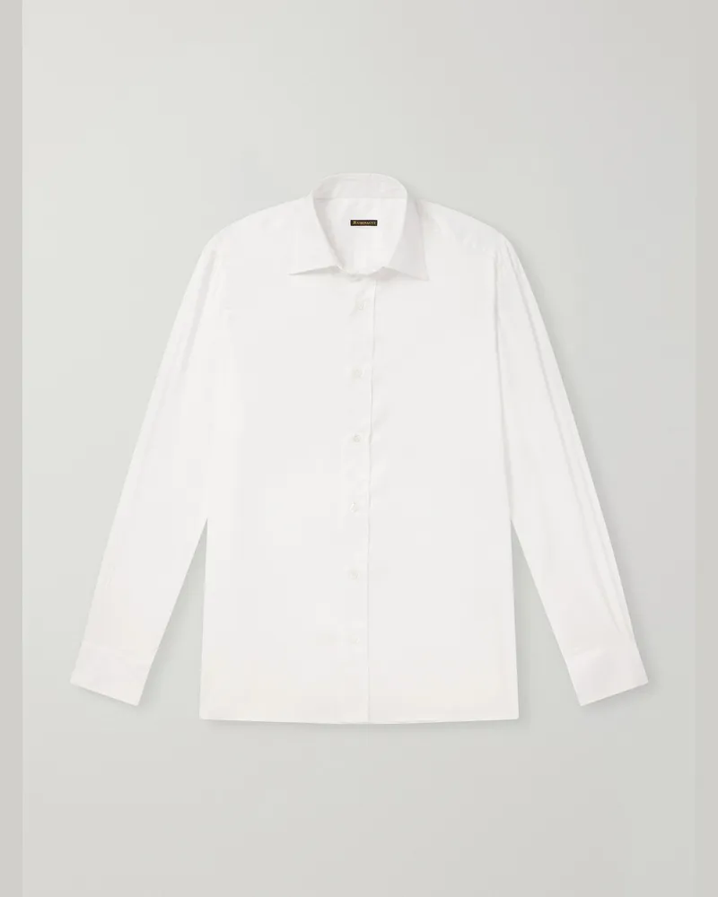 Rubinacci Cutaway-Collar Cotton-Twill Shirt White
