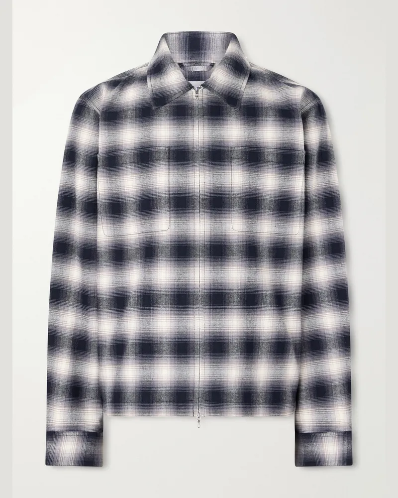 Corridor Zoclao Checked Zip-Up Cotton Jacket Black