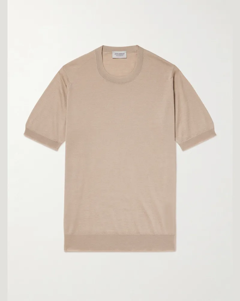 John Smedley Hilcote T-Shirt aus einer Mischung aus Merinowolle und Sea-Island-Baumwolle Neutral