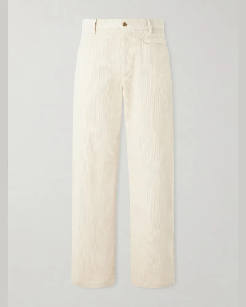 De Bonne Facture Gardian Wide-Leg Cotton-Corduroy Trousers Neutrals
