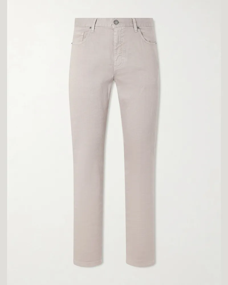 Ermenegildo Zegna Straight-Leg Linen and Cotton Jeans Neutrals