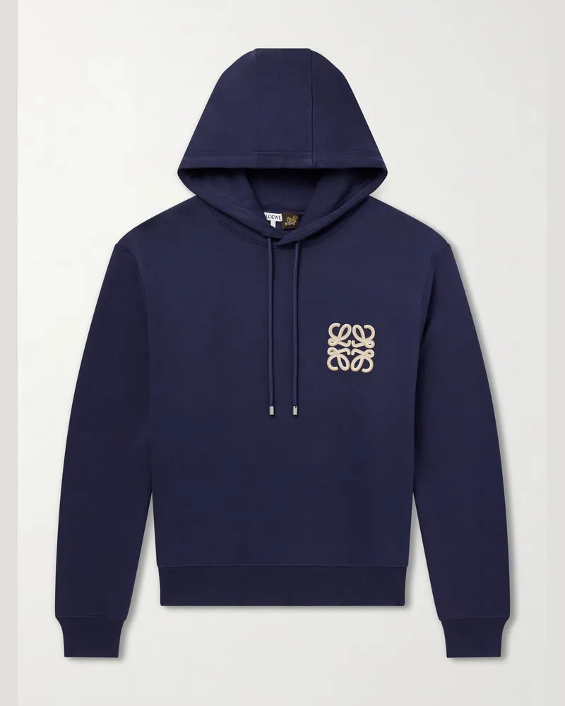 Loewe Paula's Ibiza Anagram-Embroidered Cotton-Jersey Hoodie Blue