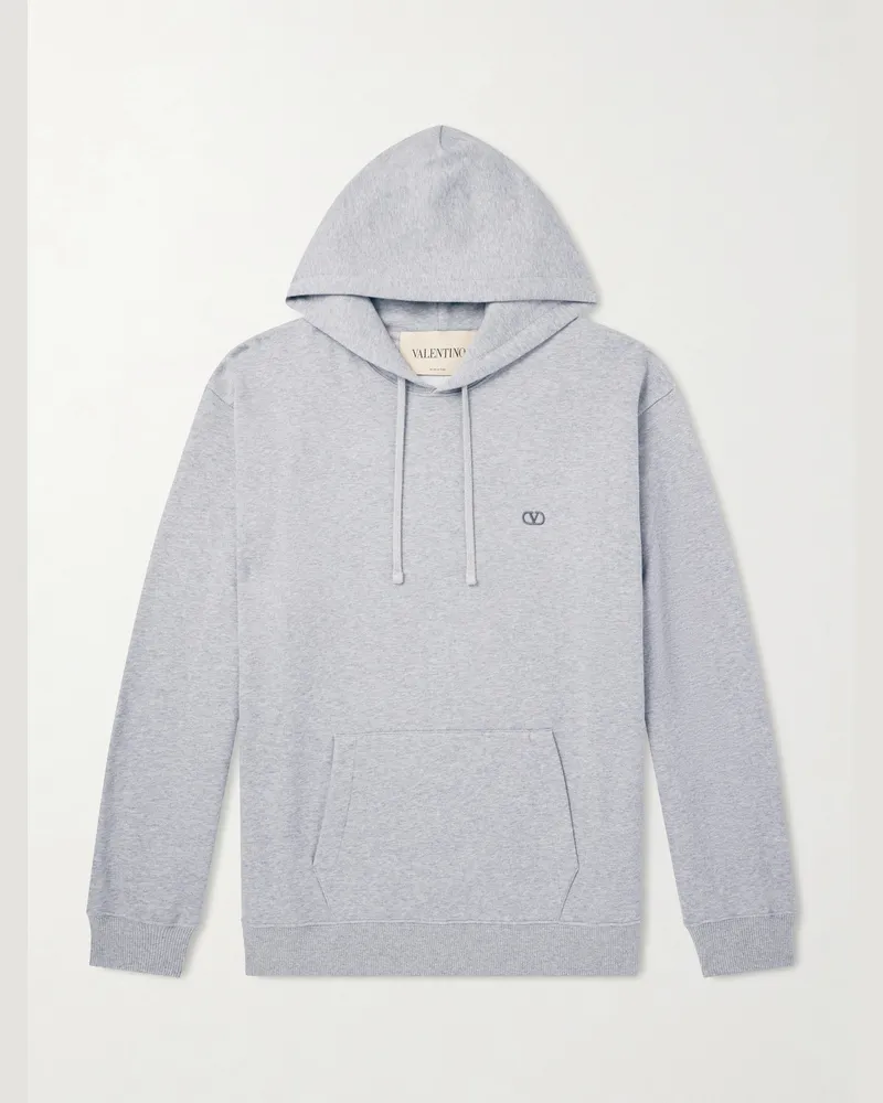 Valentino Garavani Vlogo Signature Cotton Hoodie Gray