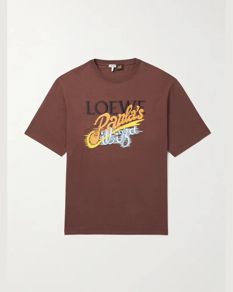 Loewe Paula Ibiza T-Shirt aus Baumwoll-Jersey mit Logostickerei Braun
