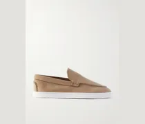 Moonboat Logo-Embossed Nubuck Loafers