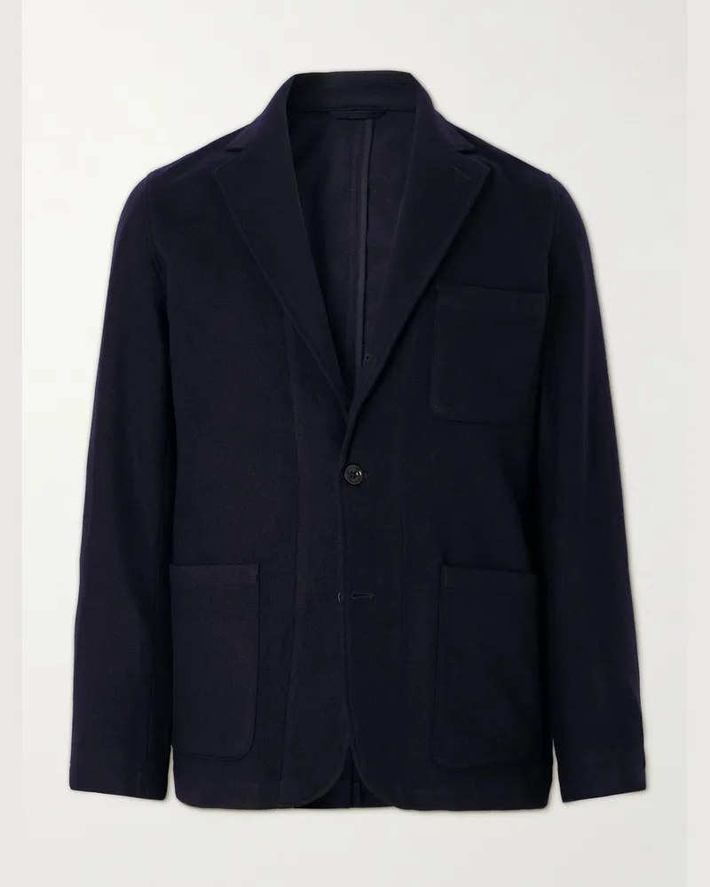 Hartford Jonny Unstructured Brushed Wool-Blend Twill Suit Jacket Blue