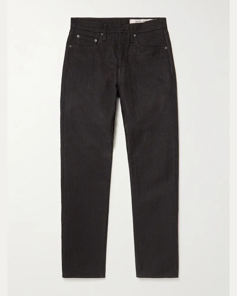 KAPITAL Monkey Cisco gerade geschnittene Jeans aus „Century“-Denim mit Stickerei Schwarz