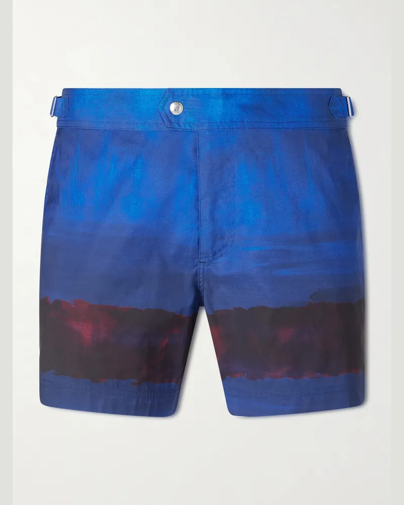 Tom Ford Straight-Leg Mid-Length Dégradé Swim Shorts Blue