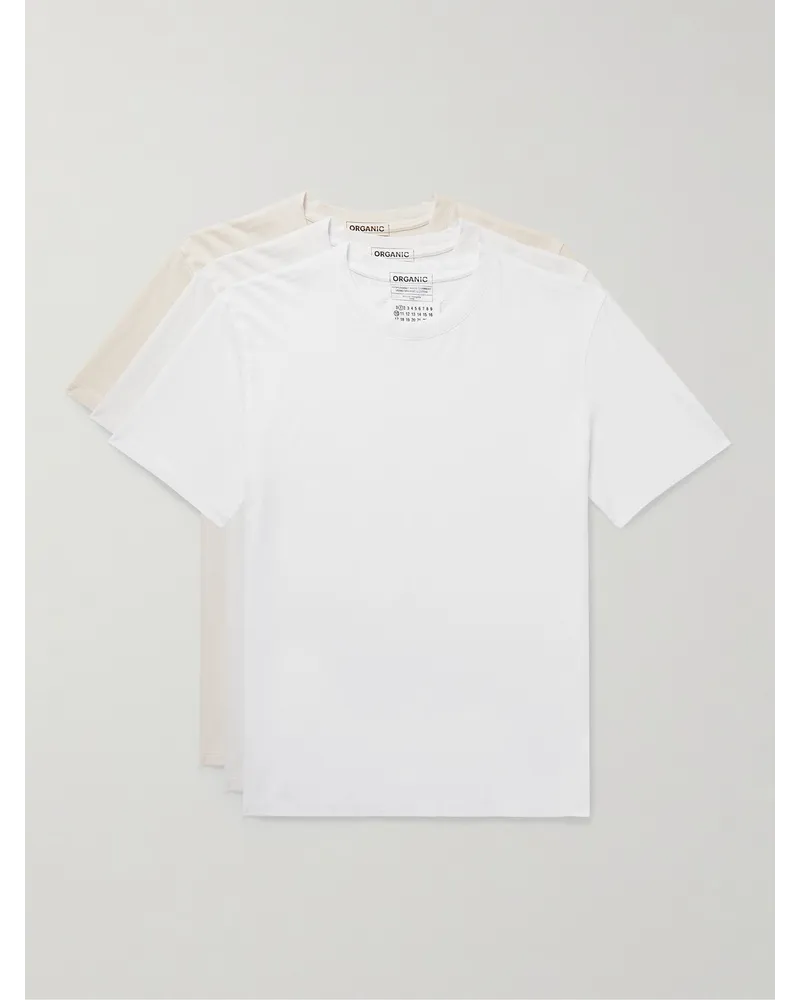 Maison Margiela Set aus drei T-Shirts aus Biobaumwoll-Jersey Weiß