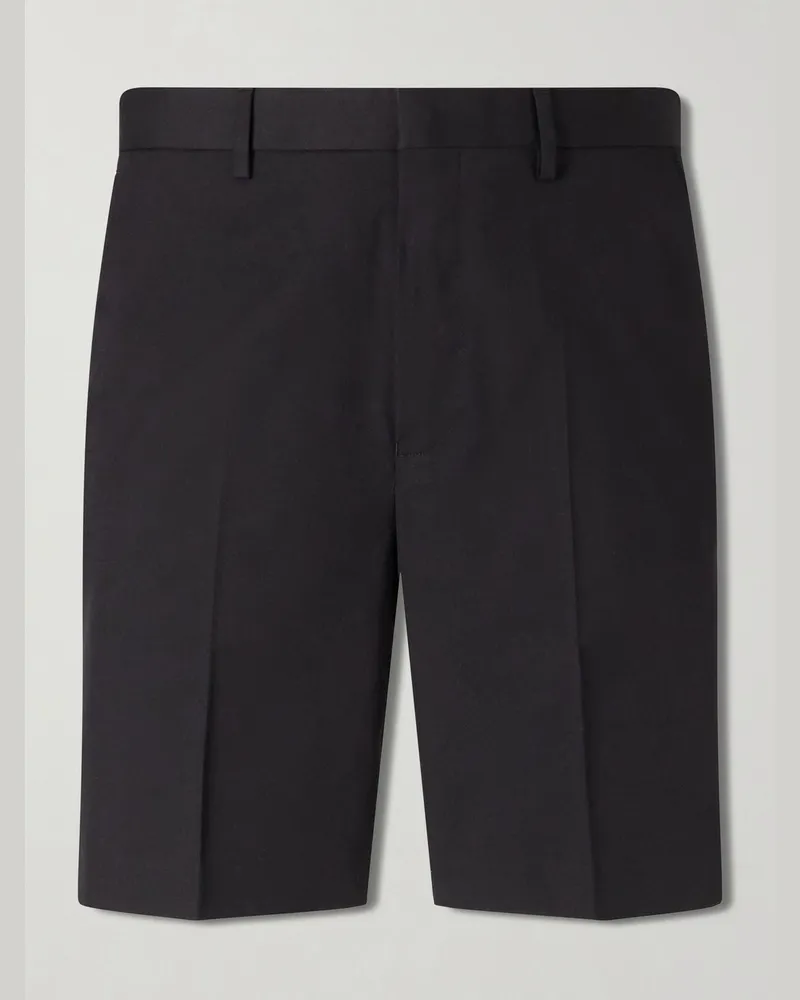 Dries van Noten Straight-Leg Cotton and Wool-Blend Shorts Black